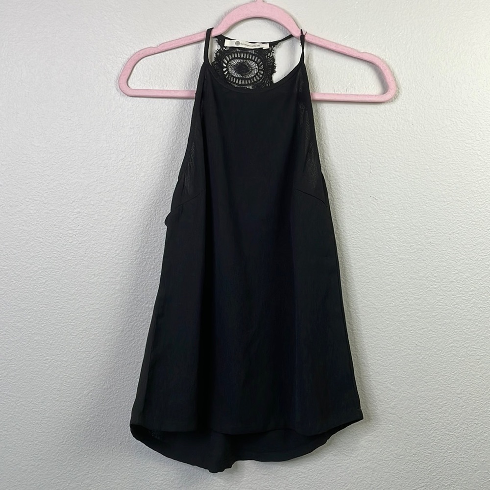 The Impeccable Pig black tank top with lace racerback size XS